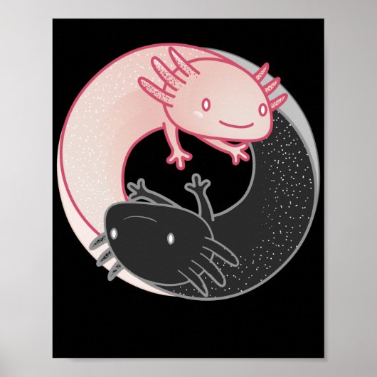 Axolotls Yin Yang Kawaii ポスター (正面)