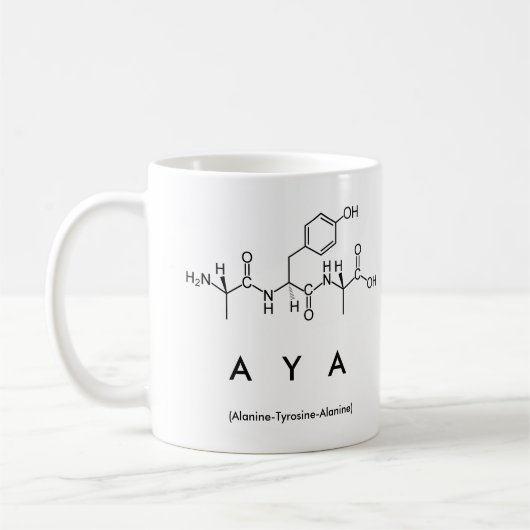 Ayaペプチド名mug コーヒーマグカップ (左)