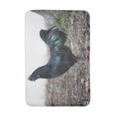 Ayam CemaniのCockerelの黒の鶏のオンドリ バスマット (正面縦)