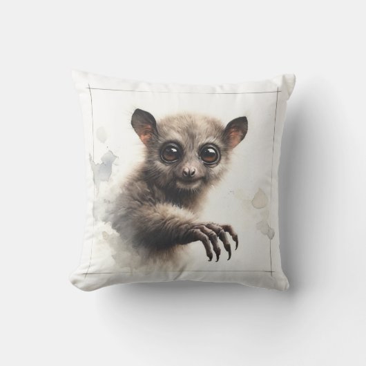 Aye Aye Portrait AREF289 - Watercolor クッション (正面)