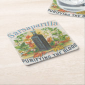 Ayer's Sarsaparillaのヴィンテージ広告。 スクエアペーパーコースター (アングル)