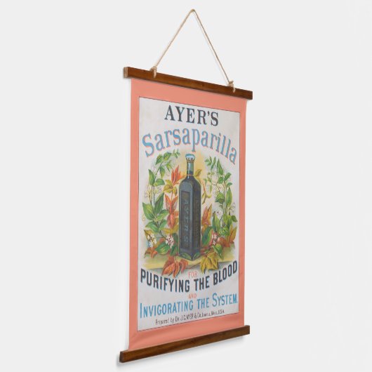 Ayer's Sarsaparillaのヴィンテージ広告。 吊り下げ型タペストリー (傾斜あり)