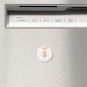Ayla | オーダーメイド ピンクのテディベアの保育園デザイン マグネット (インサイチュ (食洗機))