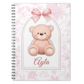 Ayla | Custom Pink Teddy Bear Nursery Design ノートブック (正面)