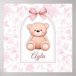Ayla | Custom Pink Teddy Bear Nursery Design  ポスター