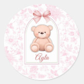 Ayla | Custom Pink Teddy Bear Nursery Design  ラウンドシール (正面)
