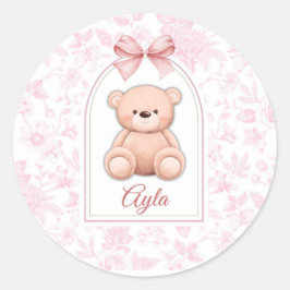 Ayla | Custom Pink Teddy Bear Nursery Design  ラウンドシール
