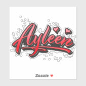 Ayleen red Heart Graffiti Aufkleber Sticker シール (シート)