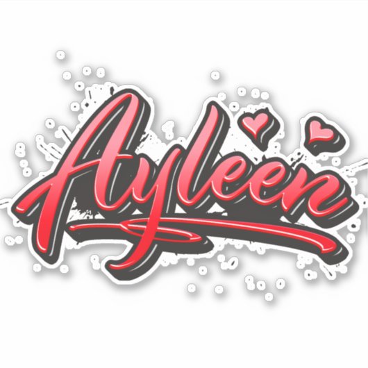 Ayleen red Heart Graffiti Aufkleber Sticker シール (正面)