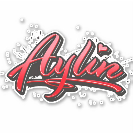 Aylin red Heart Graffiti Aufkleber Sticker シール (正面)