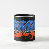 Ayman Vorname Name Graffiti blue orange Tasse マグカップ (中央)