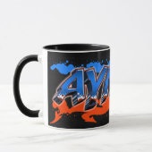 Ayman Vorname Name Graffiti blue orange Tasse マグカップ (左)