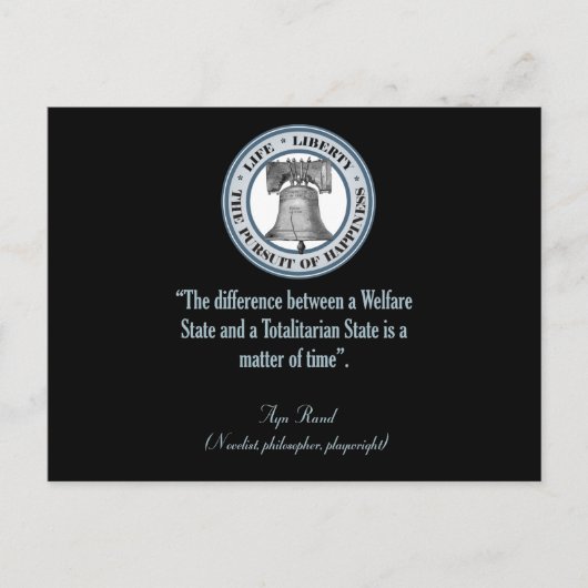 Ayn Rand引用文(全体主義) ポストカード (正面)