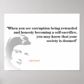 Ayn Rand Quote On Your Doomed Society ポスター (正面)