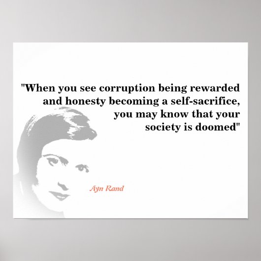 Ayn Rand Quote On Your Doomed Society ポスター (正面)
