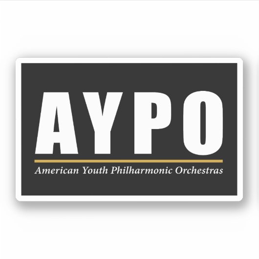 AYPO White Logo Black Background Sticker シール (正面)