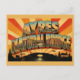 Ayres Natural Bridge WY 砂岩のアーチと小川のアート ポストカード