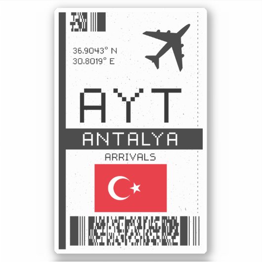 AYTアンタルヤボーディングパス – トルコ旅行 シール (正面)