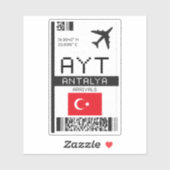 AYTアンタルヤボーディングパス – トルコ旅行 シール (シート)