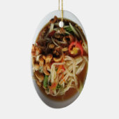 Ayutthayaのカシューが付いているぴりっとするパパイヤサラダ[ソムTam] セラミックオーナメント (右)