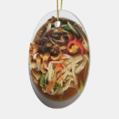 Ayutthayaのカシューが付いているぴりっとするパパイヤサラダ[ソムTam] セラミックオーナメント (左)