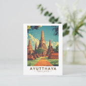 Ayutthaya Thailand Illustration Travel Art Vintage ポストカード (スタンド正面)