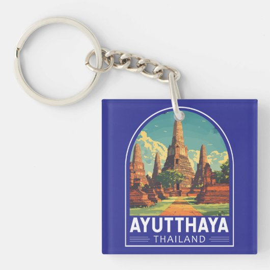 Ayutthaya Thailand Travel Art Emblem キーホルダー (正面)
