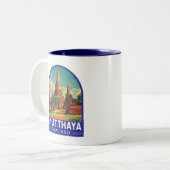 Ayutthaya Thailand Travel Art Emblem ツートーンマグカップ (正面左)