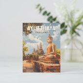 Ayutthaya Thailand Travel Art Vintage ポストカード (スタンド正面)