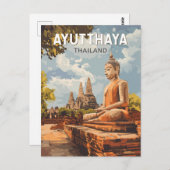 Ayutthaya Thailand Travel Art Vintage ポストカード (正面/裏面)