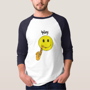 AZ-のiplayおもしろいな顔のサクソフォーンのワイシャツ Tシャツ