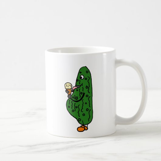 AZ-妊娠したピクルスの食べ物のアイスクリームの漫画 コーヒーマグカップ (右)