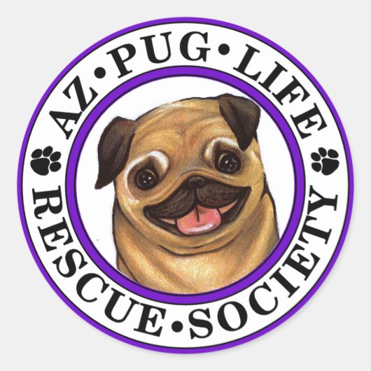 AZ Pug Lifeラウンドステッカー ラウンドシール (正面)