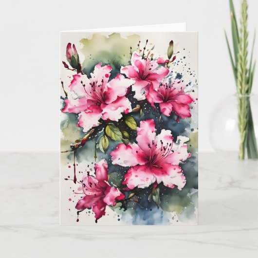 Azalea - Watercolor flowers カード (正面)