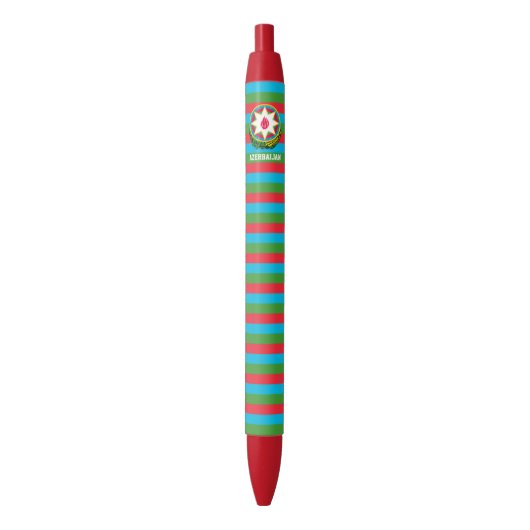 Azerbaijan Flag Cute Patriotic Black Ink Pen 黒ボールペン (正面縦)