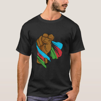 Azerbaijan Handfist Power Azerbaijani Flag Azerbai Tシャツ