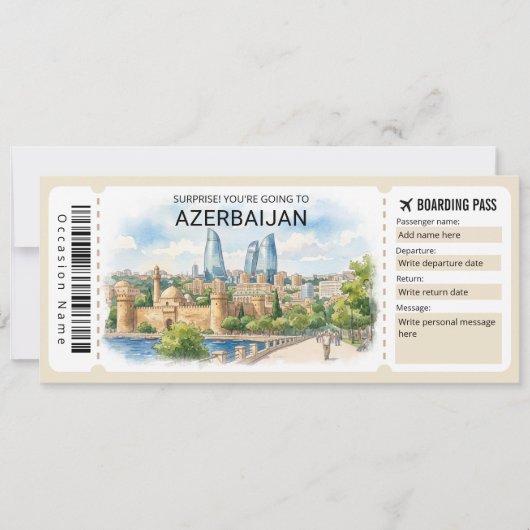 Azerbaijan Trip Boarding Pass Ticket 招待状 (正面)