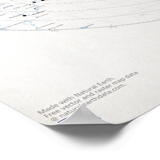 Azimuthal world map Barcelona ポスター (角)