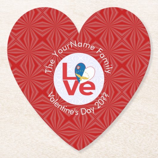 Azorean LOVE Hearth Flag Valentine Personalized  ペーパーコースター (正面)