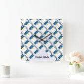 Azores and Azorean Flag Tiled with Your Name Squar スクエア壁時計 (ホーム)