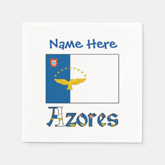 Azores Azorean Flag Blue Personalized Name スタンダードカクテルナプキン