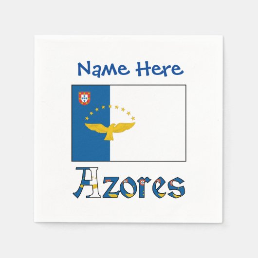 Azores Azorean Flag Blue Personalized Name スタンダードカクテルナプキン (正面)