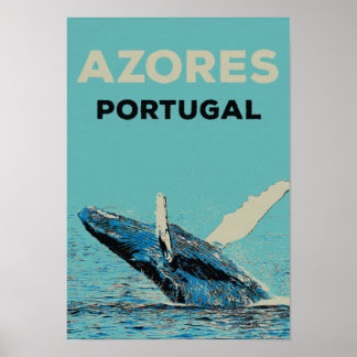 Azores humpback whale illustration Portugal ポスター