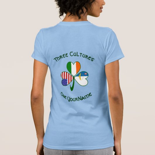 Azores Ireland USA Shamrock Flag Personalize Women Tシャツ (裏面)