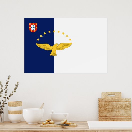 Azores islands flag Print Value Poster Paper ポスター (キッチン)