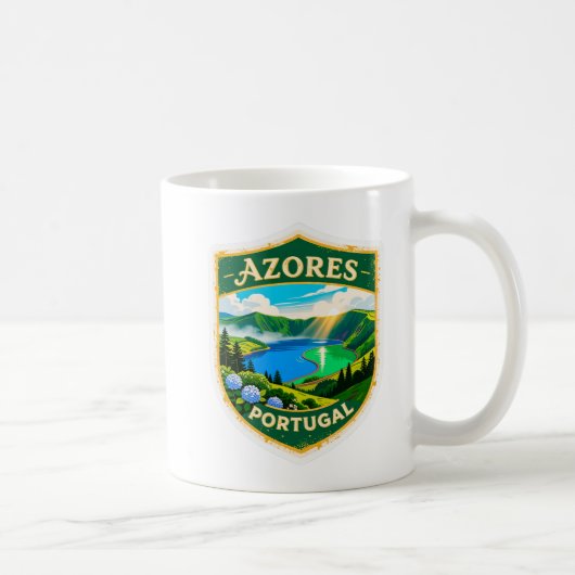 Azores Portugal Travel Badge Mug – Scenic Lagoa da コーヒーマグカップ (右)