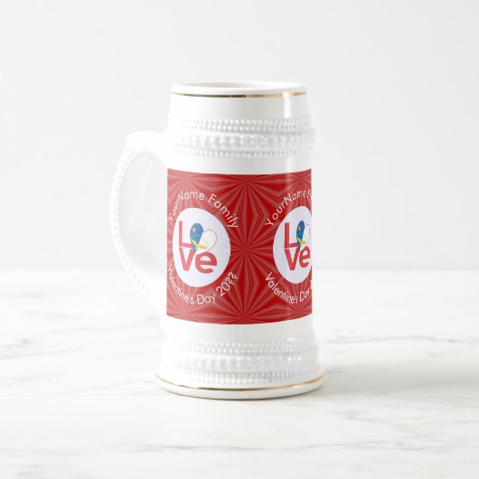 Azores Red LOVE Flag Personalized  ビールジョッキ (正面左)