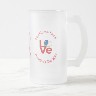 Azores Red LOVE Flag Personalized  フロストグラスビールジョッキ