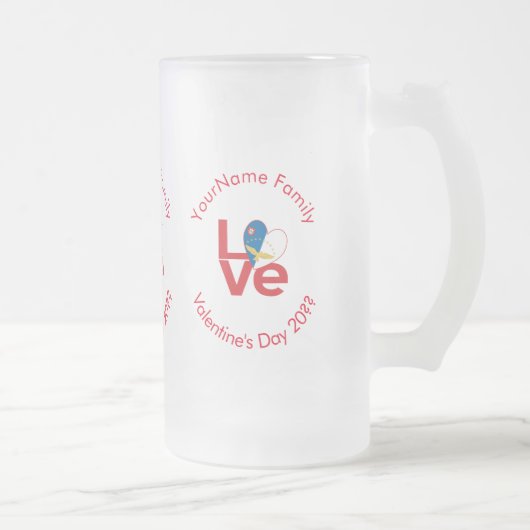 Azores Red LOVE Flag Personalized  フロストグラスビールジョッキ (右)