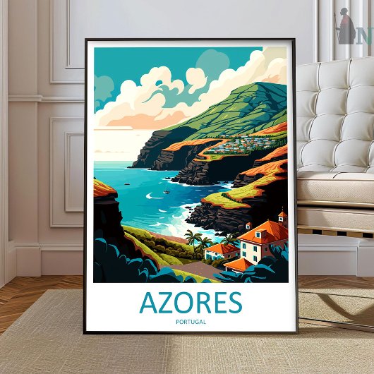 Azores Travel Print Wall Art Azores Wall Hanging H ポスター